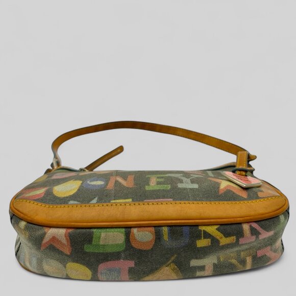 Vintage Dooney & Bourke Multicolor Logo Mini Baguette Shoulder Bag - Picture 6 of 13